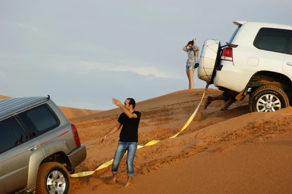 Jeep safari in the sand dunes of the arabian desert in Dubai
