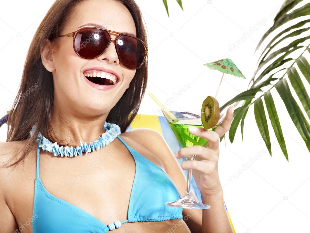 Girl In Bikini Drinking Cocktail Stock Photo By Poznyakov 10540459