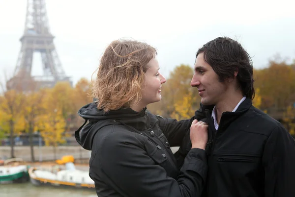 Happy couple in Paris at fall