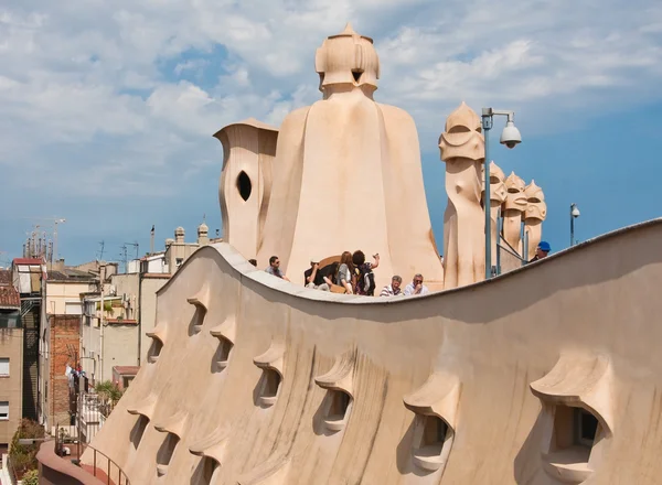 Tourists on the roof of Casa Mila House (La Pedrera), Barcelona