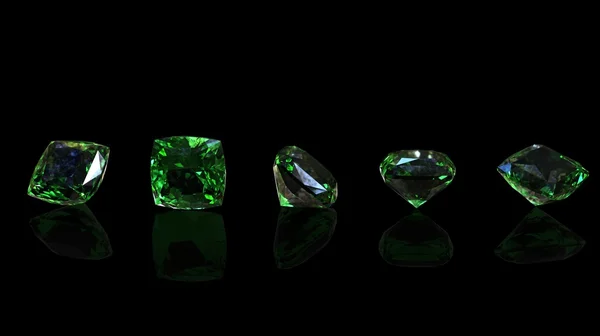 Round gemstone on black background. Emerald. Peridot