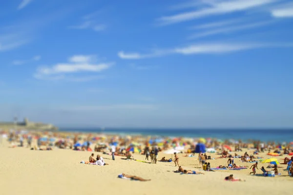 Tilt-shift miniature effect of crowded Atlantic beach