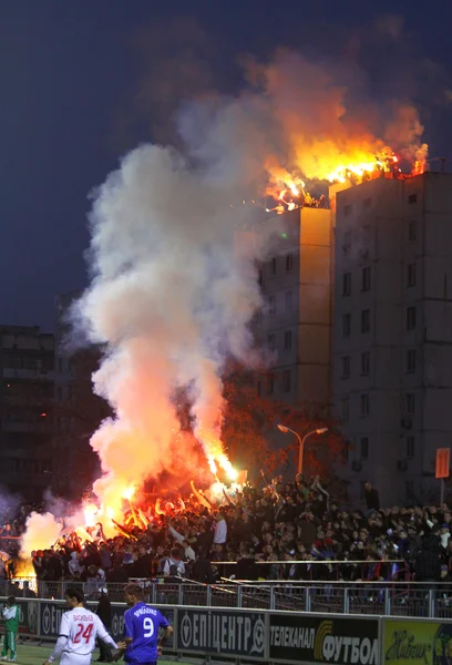 FC Dynamo Kyiv ultra supporters burn flares