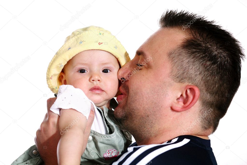 bir bebekle oynarken mutlu baba — Fotoğraf sahibi velkol - depositphotos_8659193-Happy-father