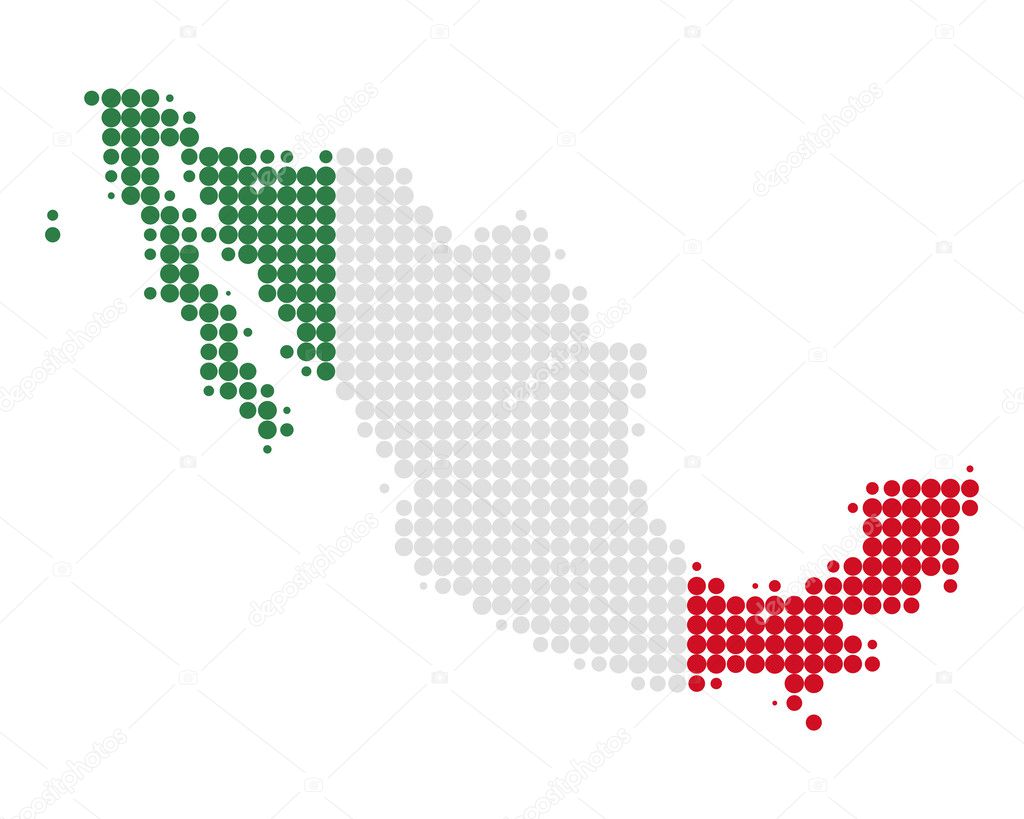 Mapa y bandera de México vector gráfico vectorial rbiedermann imagen