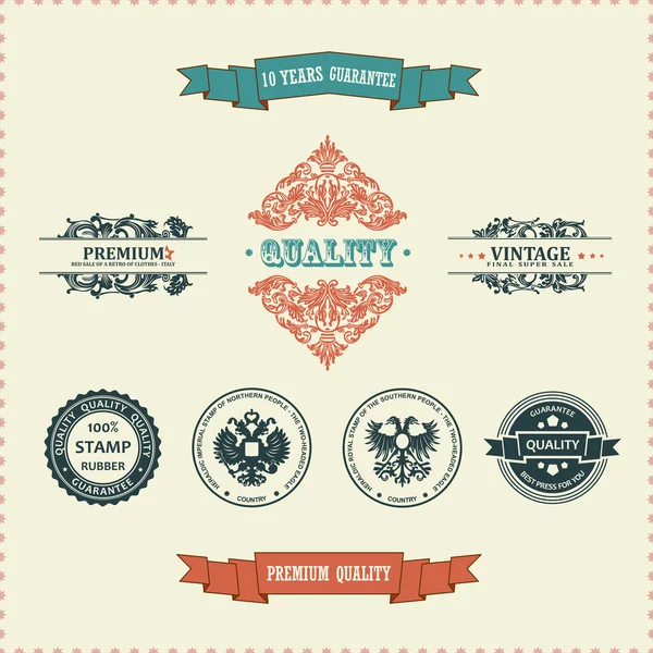 Vector vintage ornate decor elements. ornaments ribbon stamps Imagen vectorial #8678091