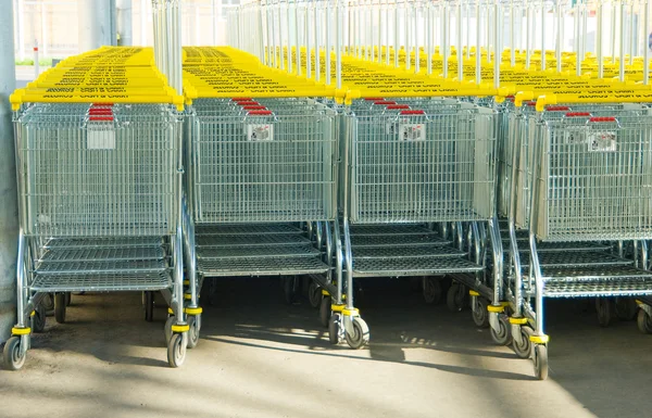 Grocery Carts in a Row