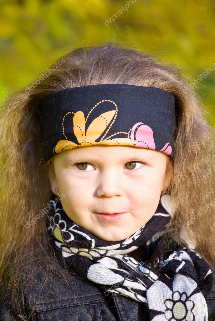 Little Girl In A Black Leather Jacket And Bandana Stock Photo Little Girl In A Black Leather Jacket And Bandana Stock Photo 8384262