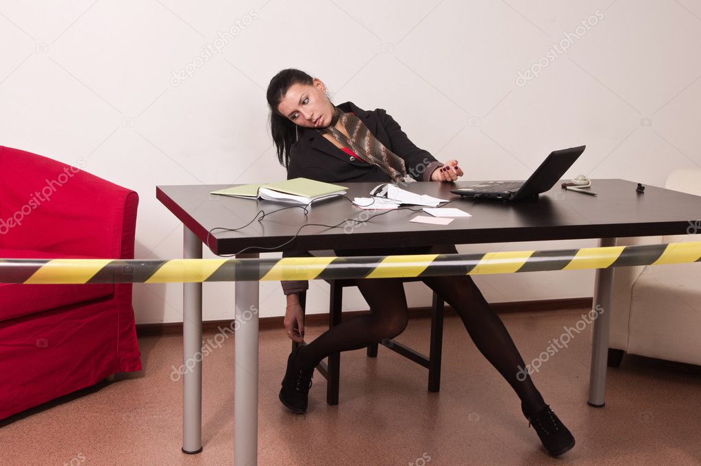 Crime scene in a office with dead secretary — Stock Photo #9108689