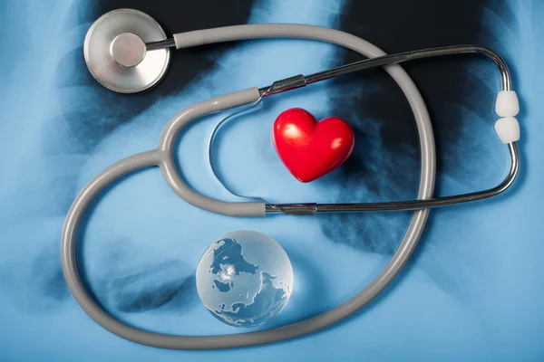 Stethoscope and heart on X-ray
