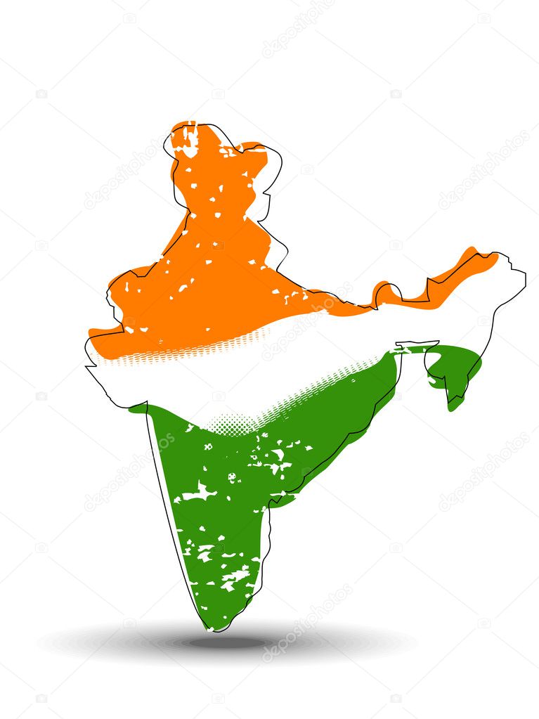 A Vector Illustration Of An India Map Coverd With Indian Flag. — Stock ...