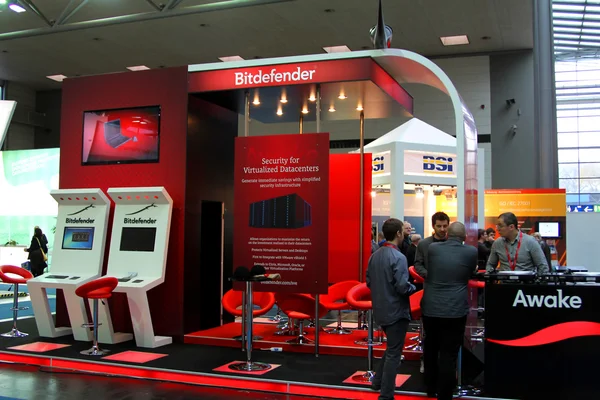 HANNOVER, GERMANY - MARCH 10: stand of Bitdefender on March 10, 2012 in CEBIT computer expo, Hannover, Germany. CeBIT is the world's largest computer expo.