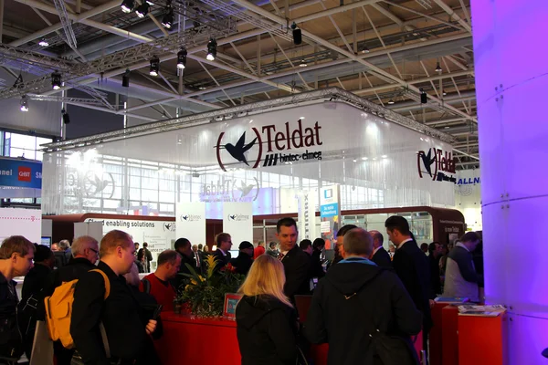 HANNOVER, GERMANY - MARCH 10: stand of Teldat on March 10, 2012 in CEBIT computer expo, Hannover, Germany. CeBIT is the world\'s largest computer expo