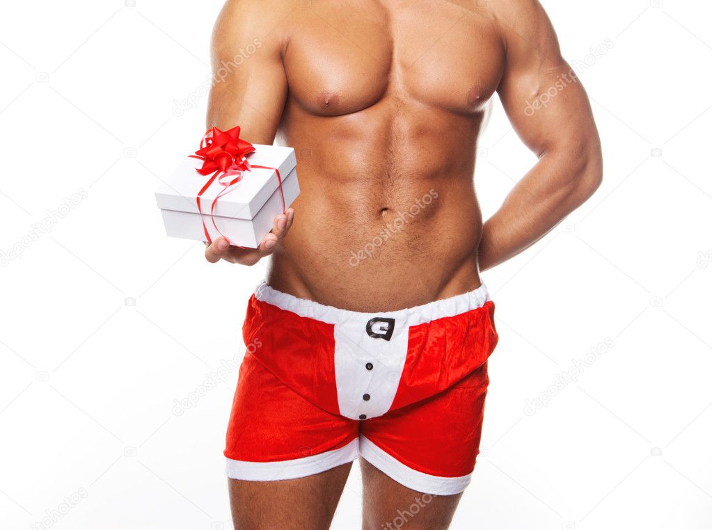 Bodybuilders sexy body and xmas gifts | Stock Photo © Vladimirs