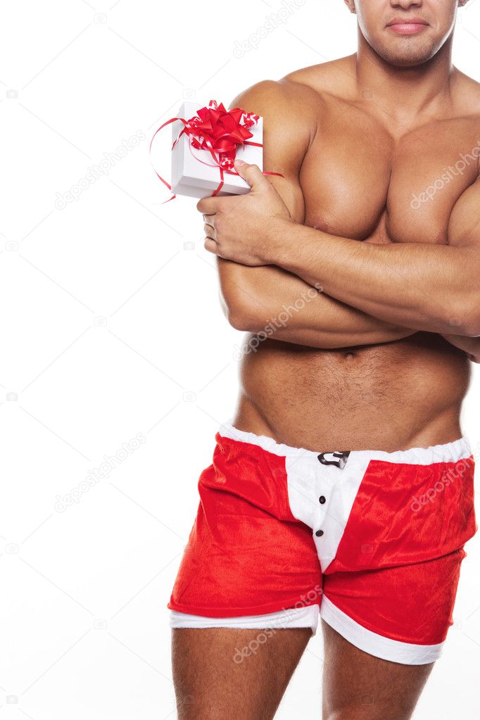 Bodybuilders sexy body and xmas gifts | Stock Photo © Vladimirs
