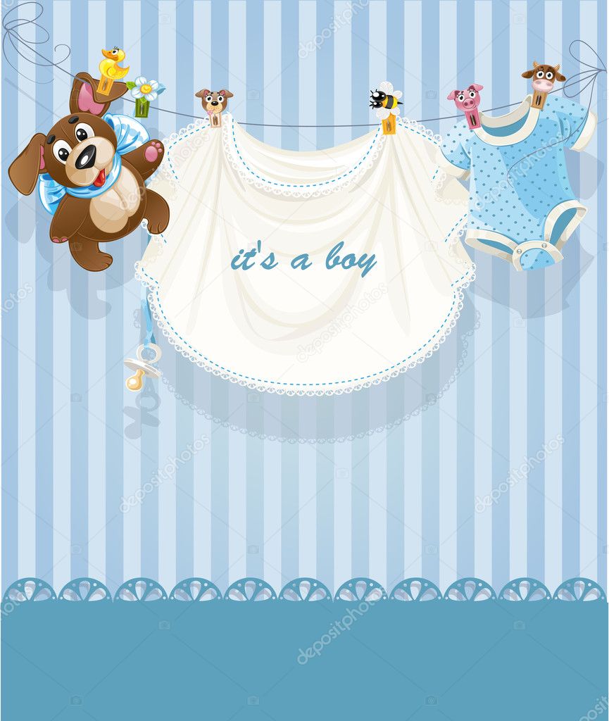 Baby boy blue openwork announcement card Baby boy blue openwork announcement card
