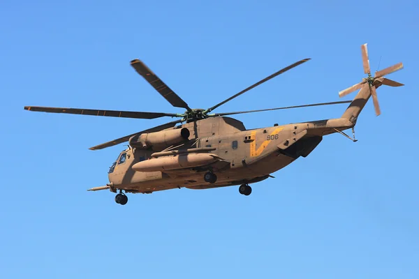 Sikorsky CH-53 helicopter in the air.