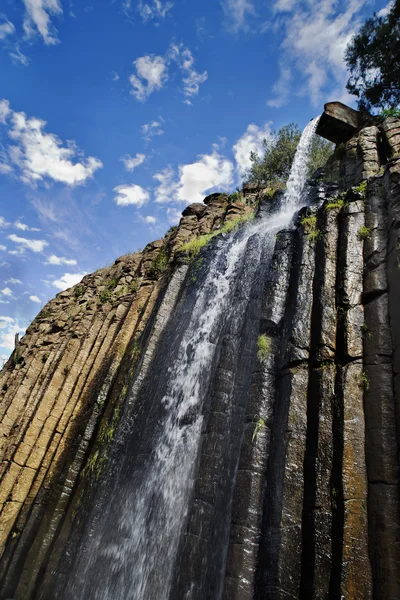 Waterfall at basaltic prism canyon at Hidalgo, Mexico