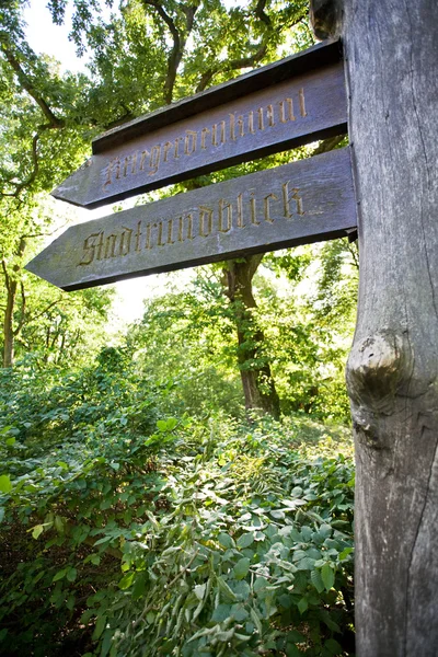 Old wooden road guide sign