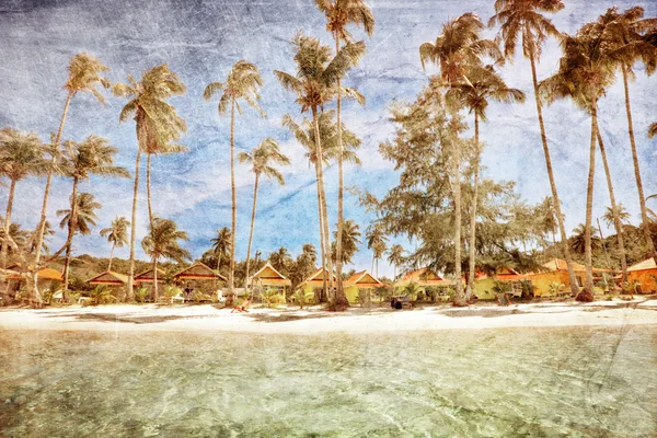 Exotic tropical beach in retro style