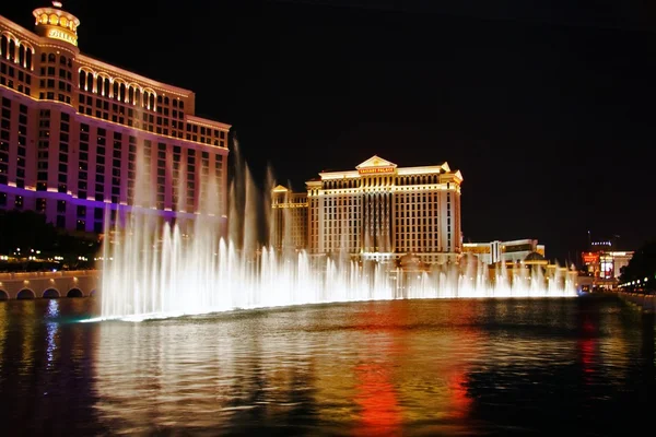 Musical fountains of Bellagio Hotel on Flamingo background