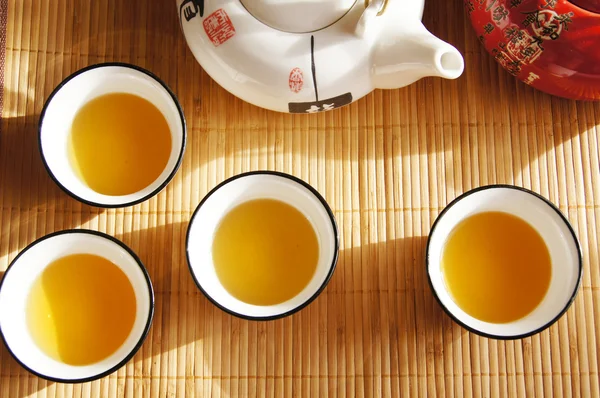 Green tea in chinese cups