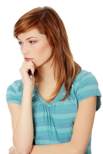 Young woman thinking about a problem