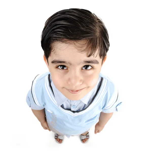 Cute little preschool boy isolated on white mixed race arabic white afr
