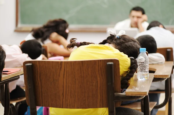 Education activities in classroom at school, sleeping all