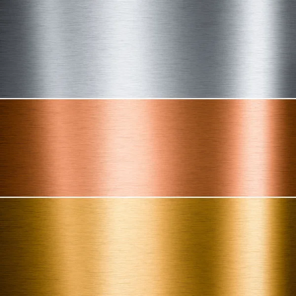Brushed metallic plates in three colors