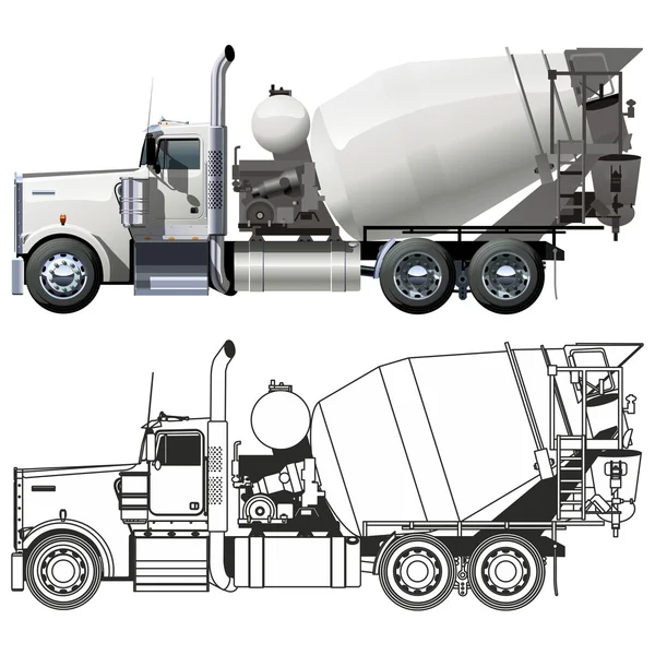 Vector concrete mixer truck