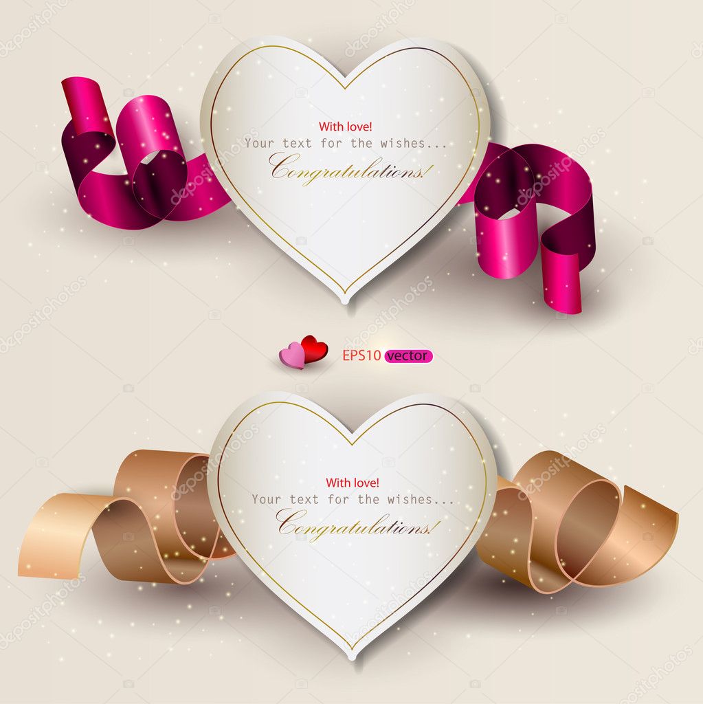 of gift cards with ribbons. Vector background - Stock Vector ...