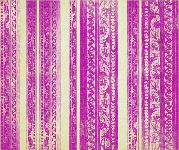 Pink and Cream Floral Wood Carved Stripes