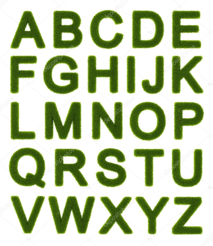 Alfabeto verde letras maiúsculas — Foto Stock © jordygraph 10250909