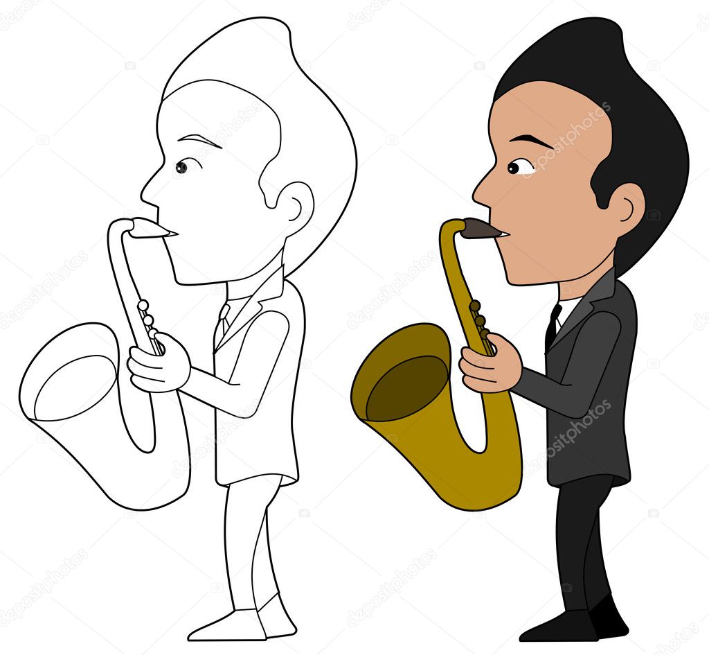 cartoon saxophone player