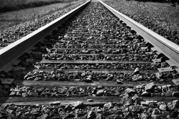 Black and white train tracks