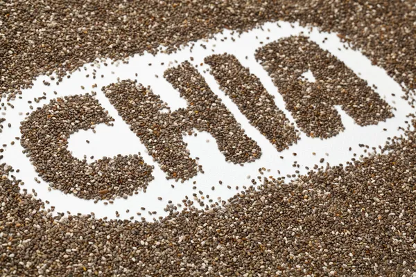 Chia seeds word and background