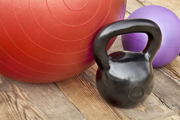 Kettlebell and exercise balls