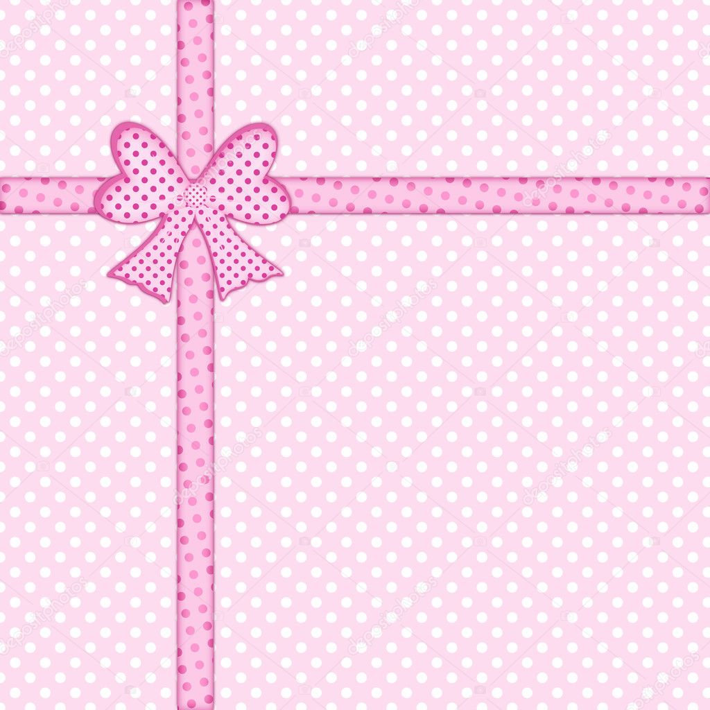 Bow And Ribbon On Pink Polka Dot Background Stock Photo C Venism 9671323