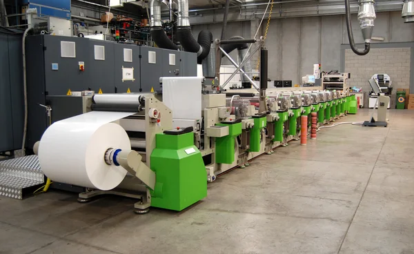Industrial printshop: Flexo press printing