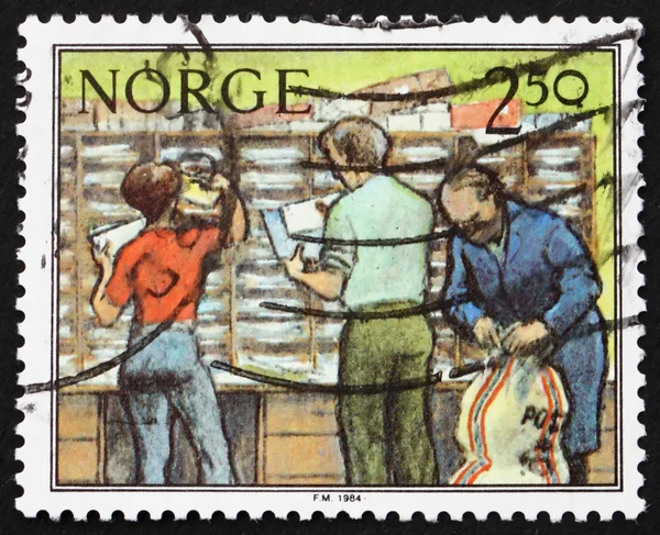 Postage stamp Norway 1987 Sorting Letters, Postal Service