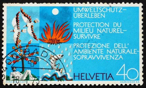 Postage stamp Switzerland 1972 Clean Air, Earth, Water and Fire