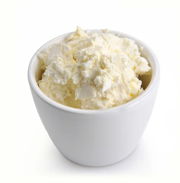 Cottage cheese in a white bowl