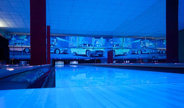 Interior of vintage bowling hall