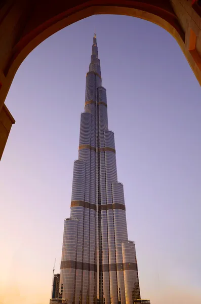 Burj Khalifa the tallest building in the world at sunset, Dubai