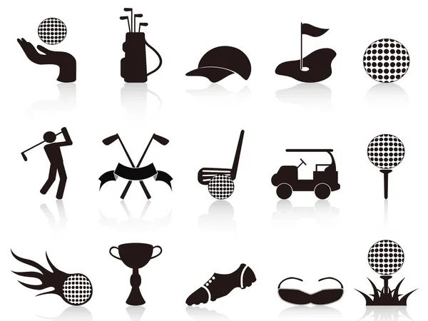 Black golf icons set