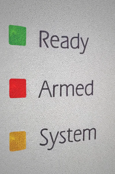 Armed home security alarm system panel macro closeup