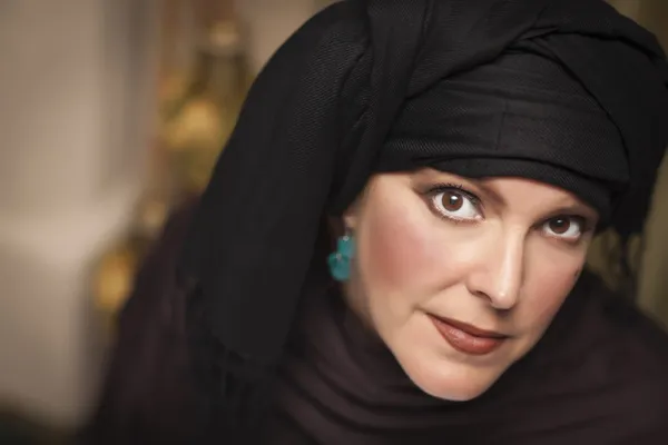 Beautiful Islamic Woman Wearing Traditional Burqa or Niqab