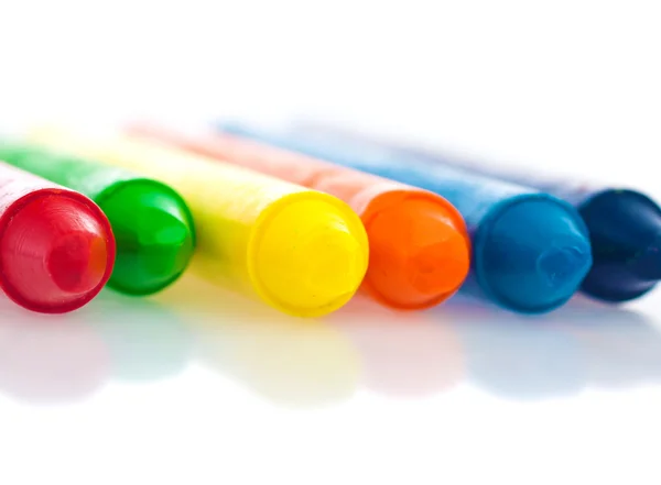 Color crayons on a white background