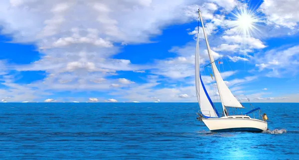 Sailboat sailing in the morning